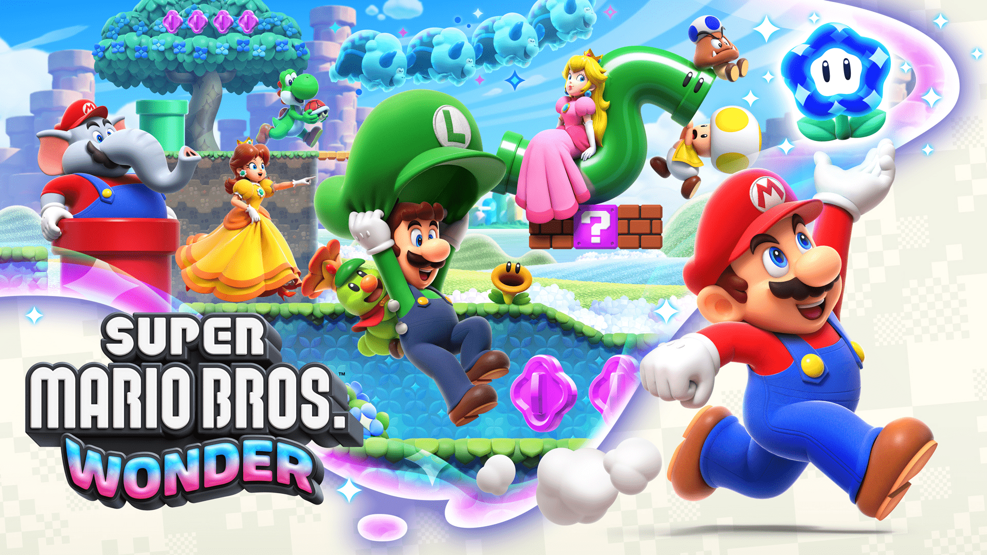 Poster Super Mario Bros Wonder. Imagem de publicidade.